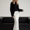 Wolfeel Freizeit Satin Damenrock Frühling Sommer Mode Locker Hoher Bund Maxi Röcke Elegant Einfacher Satin-Fischschwanzrock