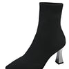 Damen Stricken Sexy High Heels Schuhe Spitz zulaufend Trend Chelsea Boots Designer Winter 2024 Neue Stiefeletten Dünne Mujer Sockenstiefel Pumps