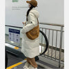 EVNISI Women Zipper Up Pockets Down Coat oversize Loose Coat Turtleneck Thicken Long Coat Women Casual Parkas 2024 Autumn Winter