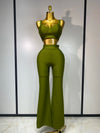 Women Sexy Bandage Crop Top Pant Set Evening Party Club Luxury Birthday High Street Fashion Elegant Luxury Birthday Outfit ﻿