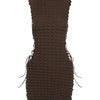 Kliou Stunning Stacked Mini Dress Women Sexy Solid Mock Neck Sleeveless Draw String Bodycon Party Clubwear Elegant Female Skirt