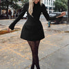 Dulzura Langarm Reißverschluss Bodycon Minikleid mit Taschen Einfarbig Elegantes Outfit Büro Streetwear Damen Herbst Winter Kleidung