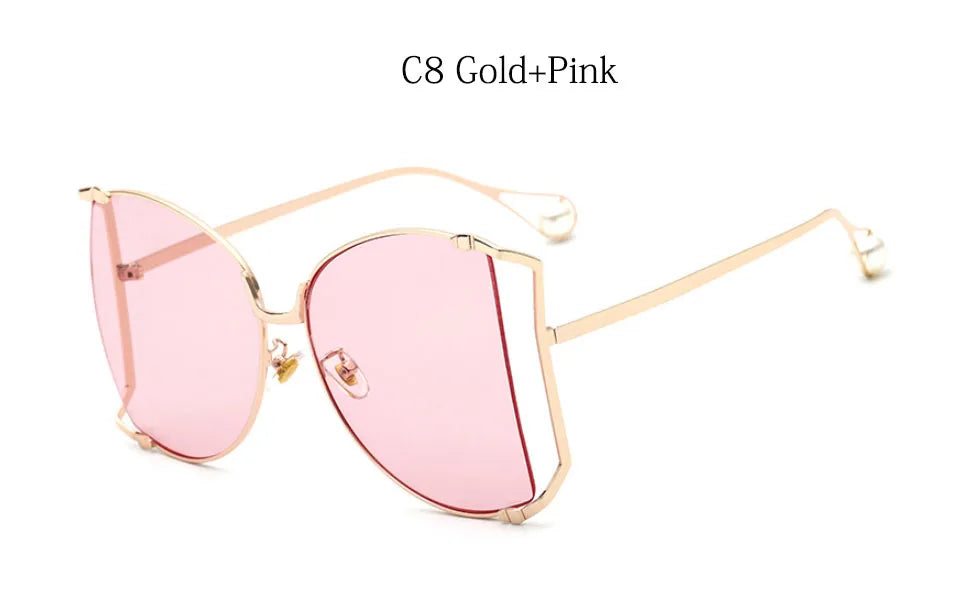 2024 Halbrahmen Marken Designer Brille Damen Quadratische Perle Berühmte Sonnenbrille Weibliche Mode Übergroße Klare Rosa Brille Damen