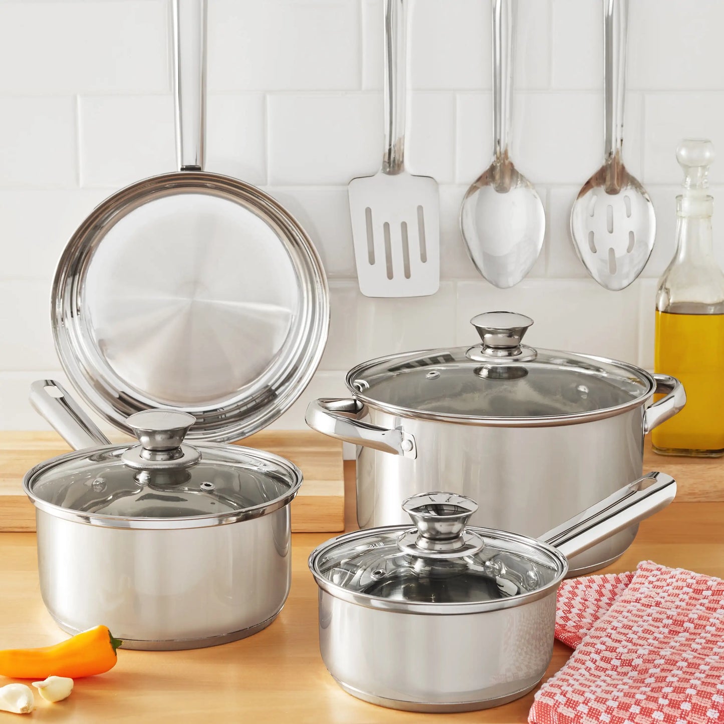 10-Piece Nonstick Stainless Steel Cookware Set for Durability and Style for Everyday Homemaking