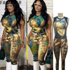 FAGADOER Mode-Print 2-teilige Sets Damen Outfit Ölgemälde Ärmelloses Crop Top und Hose Damen Streetwear Sommer Frühling Neu