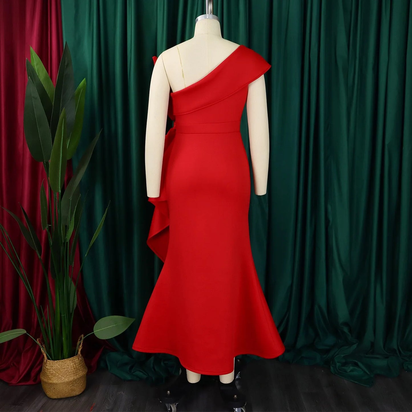 Elegante Kleider für Damen, One Shoulder, ärmellos, Rüschen, Meerjungfrauen-Schnitt, bodenlang, luxuriös, für Geburtstagsfeiern, Dinner, Vestidos Mujer Kleid
