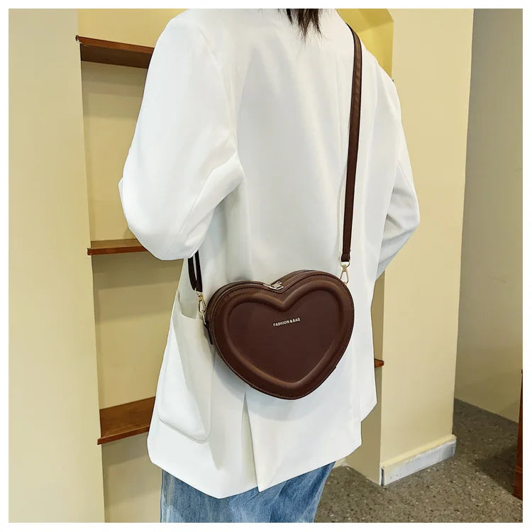 Fashion Heart Shape Crossbody Bags For Women New Solid Pu Leather Shoulder Bag Casual Ladies Handbags Designer Women Bags сумка