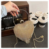 Rhinestone Evening Bag Heart Pattern Silver Handbag Womens Diamond Tassel Banquet Clutch And Purse Wedding Bridal Prom Wallets
