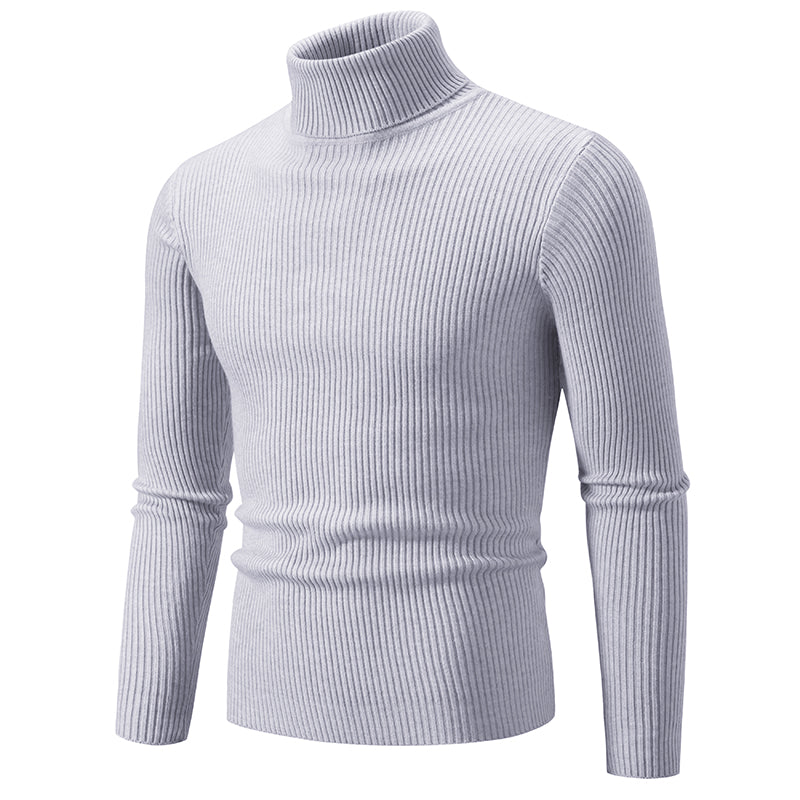 Autumn Men's Turtleneck Sweater Winter Knitted Striped Warm Outdoor Tops