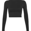 Solid Basic Long Sleeve Womens Tshirt Casual Black White Fashion Crop Top T Shirt Ladies Fashion Korean Tee Shirt