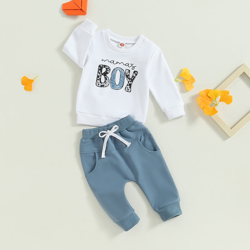 Casual New Baby Boys Long Sleeve Outfits Clothes Fashion Letter Print Sweatshirt Tops Elastic Pants Suit for Baby Fall Clothing