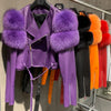 GO BALLISTIC YA Women Leather Jacket With Fur Sleeve Fashion Ladies Crop Jacket