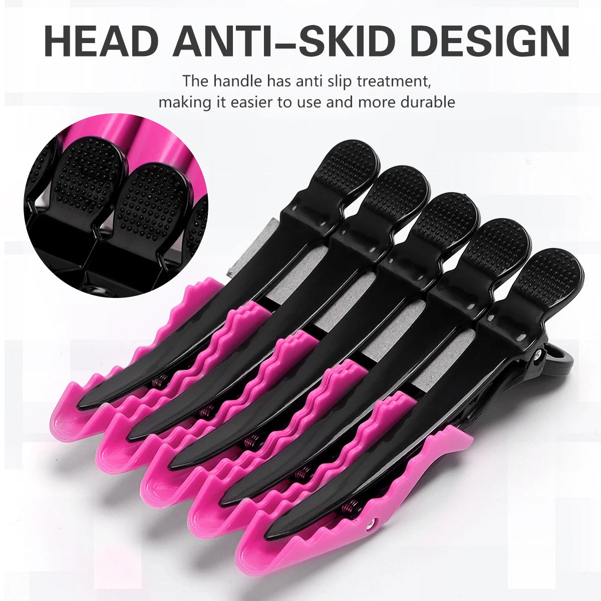 30 Stück/Box Friseur-Haarspangen Friseurklammern Krallen-Haarteilungs-Clip Schwarz-Pink für Salon-Haarstyling Friseurwerkzeug