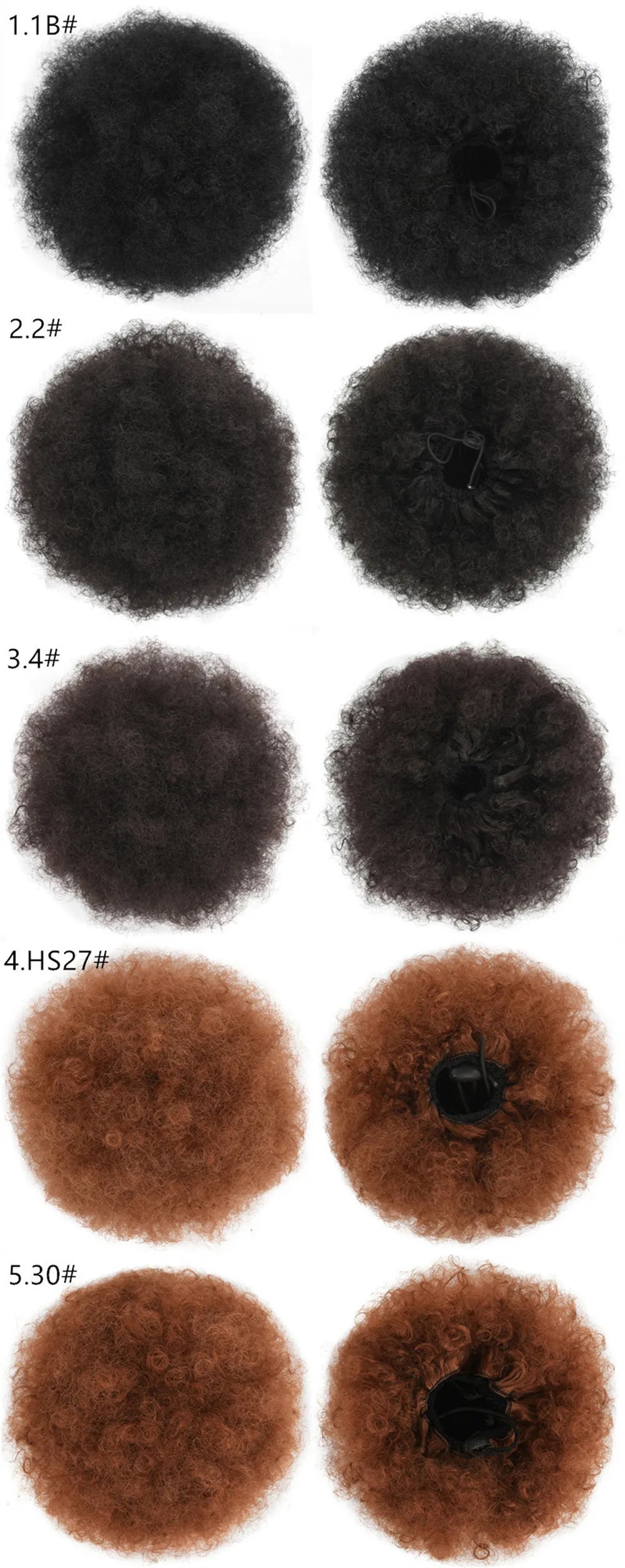 Synthetic Afro Puff Drawstring Ponytail Hair Bun 10 Inch Short Afro Kinkys Curly Afro Bun Extension Hairpieces Large Size