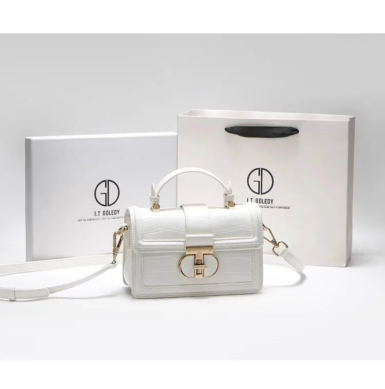 Luxuriöse Designer-Taschen mit hochwertigem Alligator-Prägeleder und zartem Metalldesign, tragbare Umhängetasche für Damen