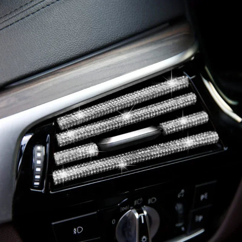 10 Stücke Diamant Auto Klimaanlage Outlet Streifen Bohrer U Form Strass Clip Dekoration Glänzende Kristall Trim Streifen Auto Zubehör
