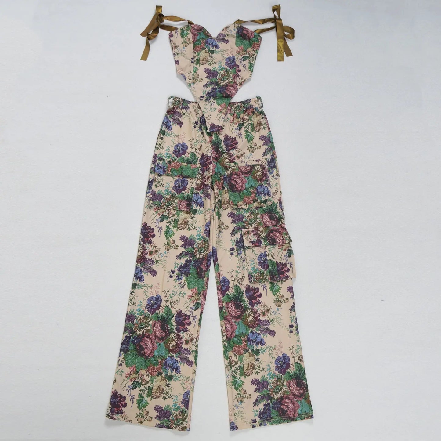 Two Pieces Women Pant Sets Print Matching Set Drawstring Pockets Sleeveless Top Elastic Waist Pants Slim Fit Casual 2026 Spring