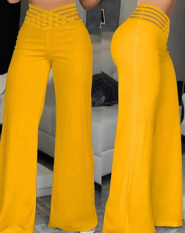 Spring Autumn Elegant High Waist Wide Leg Pants For Women Fashion Loose Long Pant Casual Office Solid Women Clothes New Pant