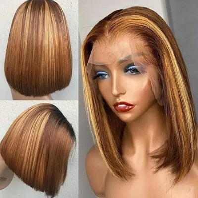 Peruanische Highlight P4/27 Bob Lace Front Perücken 100% Echthaar Perücken Bob Lace Perücken für Frauen Ombre Blonde Glatte Lace Closure Perücke