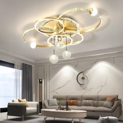 Moderne minimalistische LED-Deckenleuchte, personalisierte kreative Ring-Wohnzimmerleuchten, goldene Atmosphäre, Schlafzimmer-Arbeitszimmer-Kronleuchter