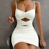 Top Selling Dresses For Women 2024 Casual Women'S Short Sexy Mini Slim Party Club Solid Color Cut Out Dress Ruched Bodycon