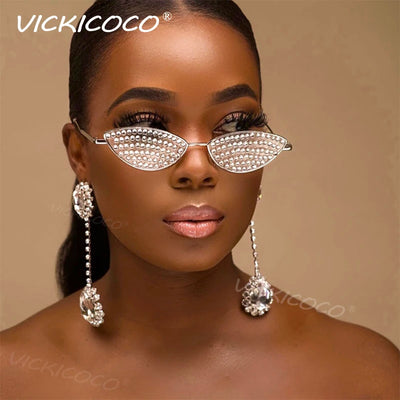 Kleine Rahmen Cat Eye Diamant Sonnenbrille Frauen Luxusmarke Designer Strass Sonnenbrille Sexy Frauen Brillen oculos de sol