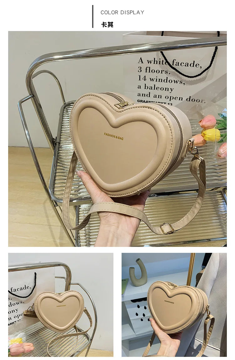 Fashion Heart Shape Crossbody Bags For Women New Solid Pu Leather Shoulder Bag Casual Ladies Handbags Designer Women Bags сумка