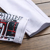High Street Fashion Mens Jeans Night Club Black White Color Personal Designer Printed Jeans Men Punk Pants Skinny Hip Hop Jeans