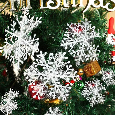 120/30 STÜCK Weihnachts-Schneeflocken-Ornamente Glitzernde künstliche weiße Schneeflocken Weihnachtsbaum-Hängeanhänger Neujahrs-Partydekorationen
