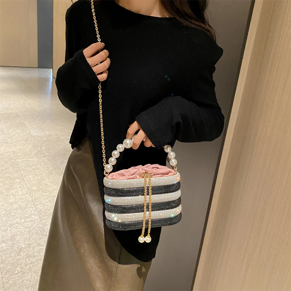MOODS Luxury Evening Purses For Women Dazzling Pearl Beads Chain Crossbody Bag Dinner Party Clutch 2023 Luxury Designer Handbags