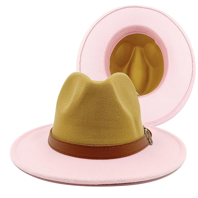 Low price wholesale Fedora hats men's and women's jazz hats red and white new tie dyed Fedora hats autumn classic hats sombrero