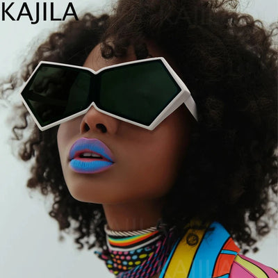 Übergroße quadratische Punk-Einteiler-Sonnenbrille für Damen 2024 Luxusmarke Großrahmen-Visier-Sonnenbrille für Damen Wrap Eyewear Goggle