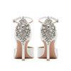 Baotou Hohle High Heels Damen Sandalen Spitz Dünne Ferse Ein-Wort-Schnalle Strass Hochzeitsschuhe Brautschuhe