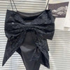 DEAT Sequin Big Bow Jumpsuit Suspender Vest For Women 2024 Summer New Fashion Celebrity Solid Color Camisole Female 11XX9197