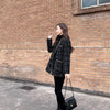 Tweed-Karo Anzugjacke Damen Oberbekleidung Lockerer Mittellanger Zweireihiger Freizeit-Wollblazer Top 2024 Frühling Herbst Neuer Schicker Anzug