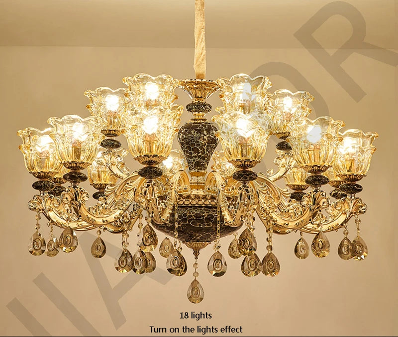 Kronleuchter Wohnzimmer Groß Luxus Kristall Lampe Esszimmer Schlafzimmer Dekoration Französischer Retro Kronleuchter Beleuchtung