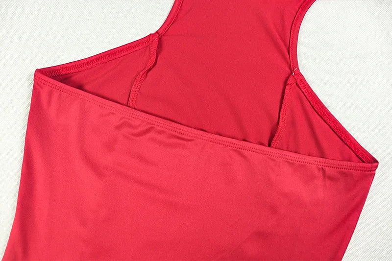 Joskaa Elegant Red Mini Tiered Dress Women Hipster Sexy Halter Backless Skinny Vestidos 2025 Summer Clubwear Vacation Beachwear