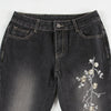 Weekeep Floral Embroidery Jeans Vintage 2000s Low Rise Flared Jeans Women Retro y2k Baggy Denim Pants High Street Basic Trousers