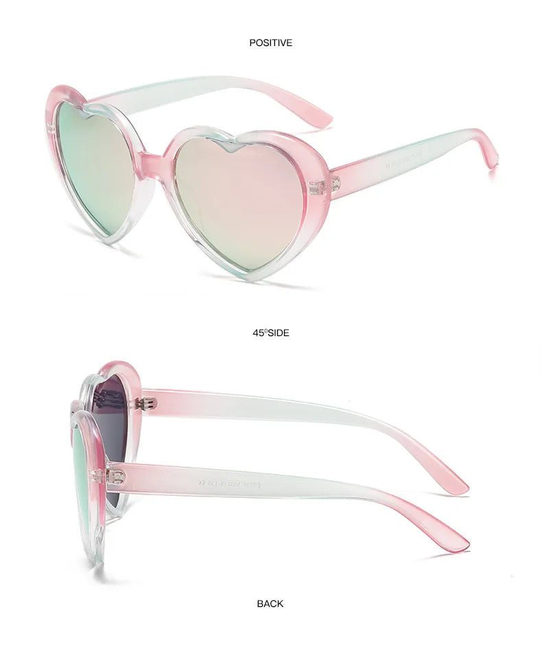 Neue herzförmige polarisierte Sonnenbrille für Damen, modisch, süß, Retro, Vintage, Verlaufs-Sonnenbrille, UV400-Schutz, Unisex-Brille