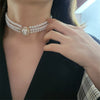 Luxuriöses Vintage dreilagiges Perlen-Collier, 2024 neue Trend-Schmuckmode Damen Halskette für den Hals Partygeschenk