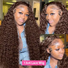 13X6 Chocolate Brown Curly Lace Front Wigs Colored Human Hair Wigs Pre Plucked Deep Wave 13X4 Hd Lace Frontal Brazilian Wig
