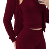 Autumn Winter Double-sided Velvet Vest 3 Piece Set For Woman's Fashion Hooded Sweatshirt Jacket Slim Pocket Trousers Female Suit