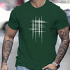 Summer Men's 100% Cotton Casual Loose Size Graphic Line Print Round Neck Short Sleeve T-shirt Top