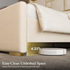 King Size Bed Frame with 55.12" Tall Headboard, Modern Luxury Velvet Upholstered Platform Bed with Gold Trim, Wide, Custom