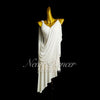 Neondancer Neue Damen Lateintanzkleidung Rumba Performance Wettkampfkleidung Mesh-Stoff Latein-Langkleid