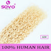SOVO Honey Blonde Water Wave Human Hair Extensions 100 G Highlight P6/613 Natural Wet and Wavy Peruvian Curly Hair Weave Bundles