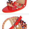 Summer Women Roman High Heels Rivets Studded Sandals Stiletto Gladiator Pumps Open Toe Luxury Shoes Hollow One-word Buckle 267-2