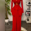 New Women's Long Dresses Sexy Round Neck Full Sleeve High Waist Elegant Splice Bodycon Evening Vestidos Maxi Party Night Dress