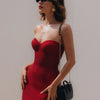Sexy Strapless Bright Silk Lace-up Mini Dress Women Red Black Sleeveless Backelss Bodycon Dresses Evening Party Cocktail Gowns
