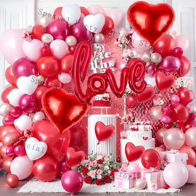 Valentinsdeko Ballon Girlande Bogen Kit Rosarot Herz Liebe Ballon für Hochzeit Jahrestag Valentinstag Geschenk 14 De Febrero